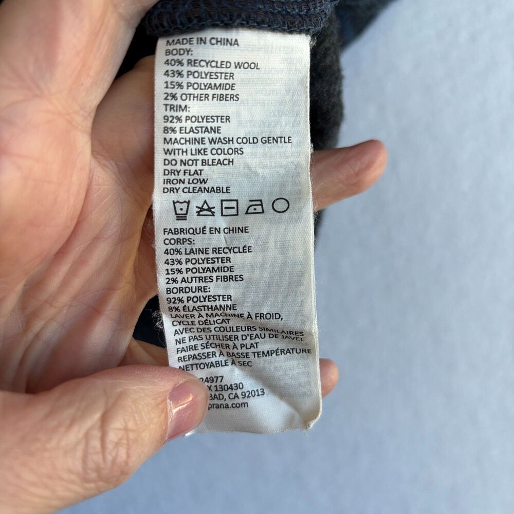 Prana Barclay Wool Blend Full Zip Ribbed Sweater Mens XL Gray - Picture 6 of 8